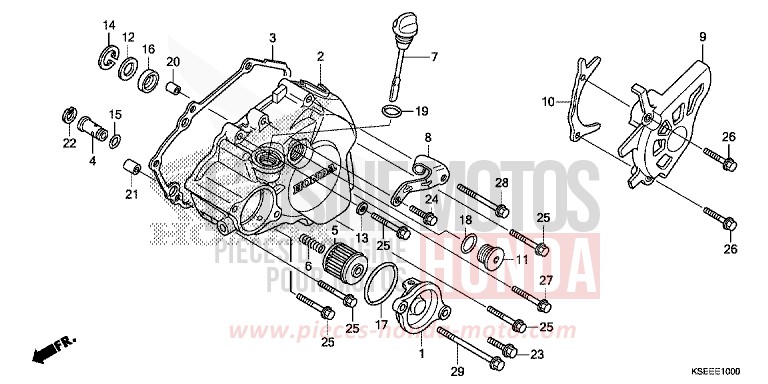 PANNEAU CARTER-MOTEUR G. de CRF150R "Grandes Roues" EXTREME RED (R292) 2013